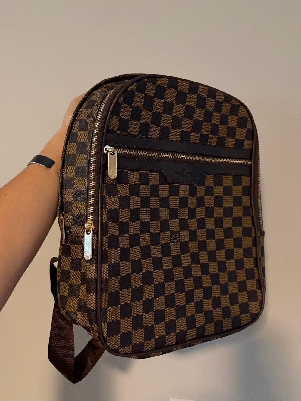 Brown Checkered Backpack - Unbranded
